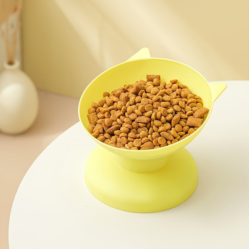 Elevated Tilted Pet Bowl, Plastic Anti-Overturning Cat Food Bowl Water Dish For Neck Protection