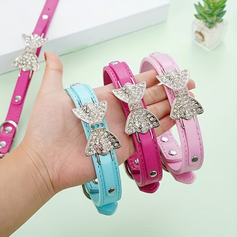 Pet Collar Cat Necktie Creative Leash Diamond Bow Small Dog Collar