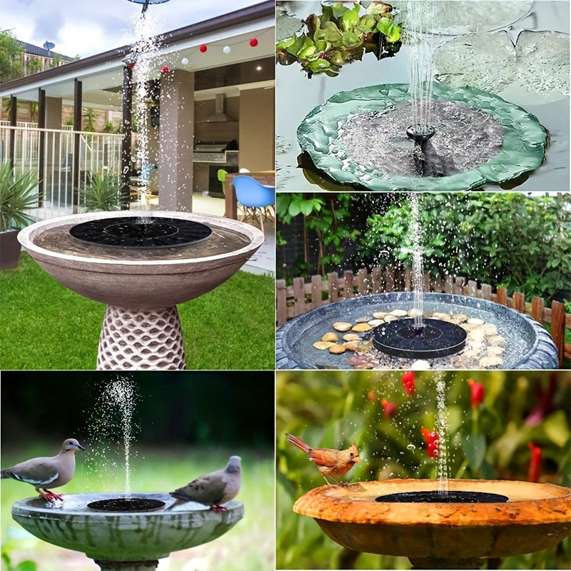 1pc Solar Fountain Pump, 1.5W Solar Bird Bath Pump With 6 Nozzles, Stand-Alone Portable Floating Solar Drinking Water Pump For Garden, Bird Bath, Pond, Swimming Pool, Outdoor & Backyard Aquarium