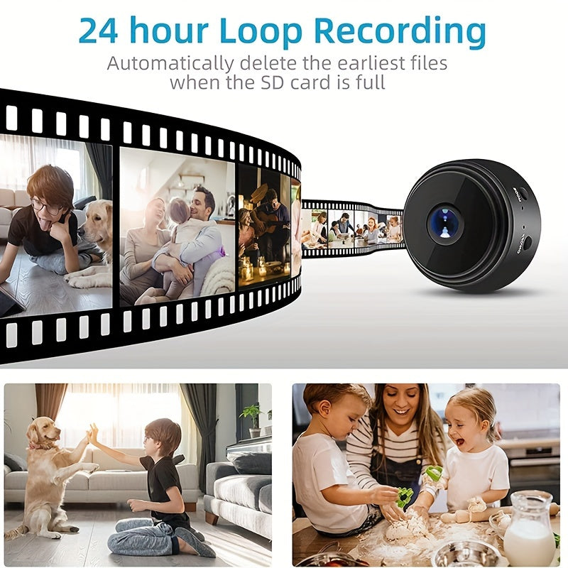 Mini Wireless Camera, 480P HD, USB Rechargeable with Built-in Lithium Polymer Battery, Magnetic Back Cover, Non-Waterproof, for Home, Pet, Car Surveillance, Supports AP Mode & Remote Monitoring