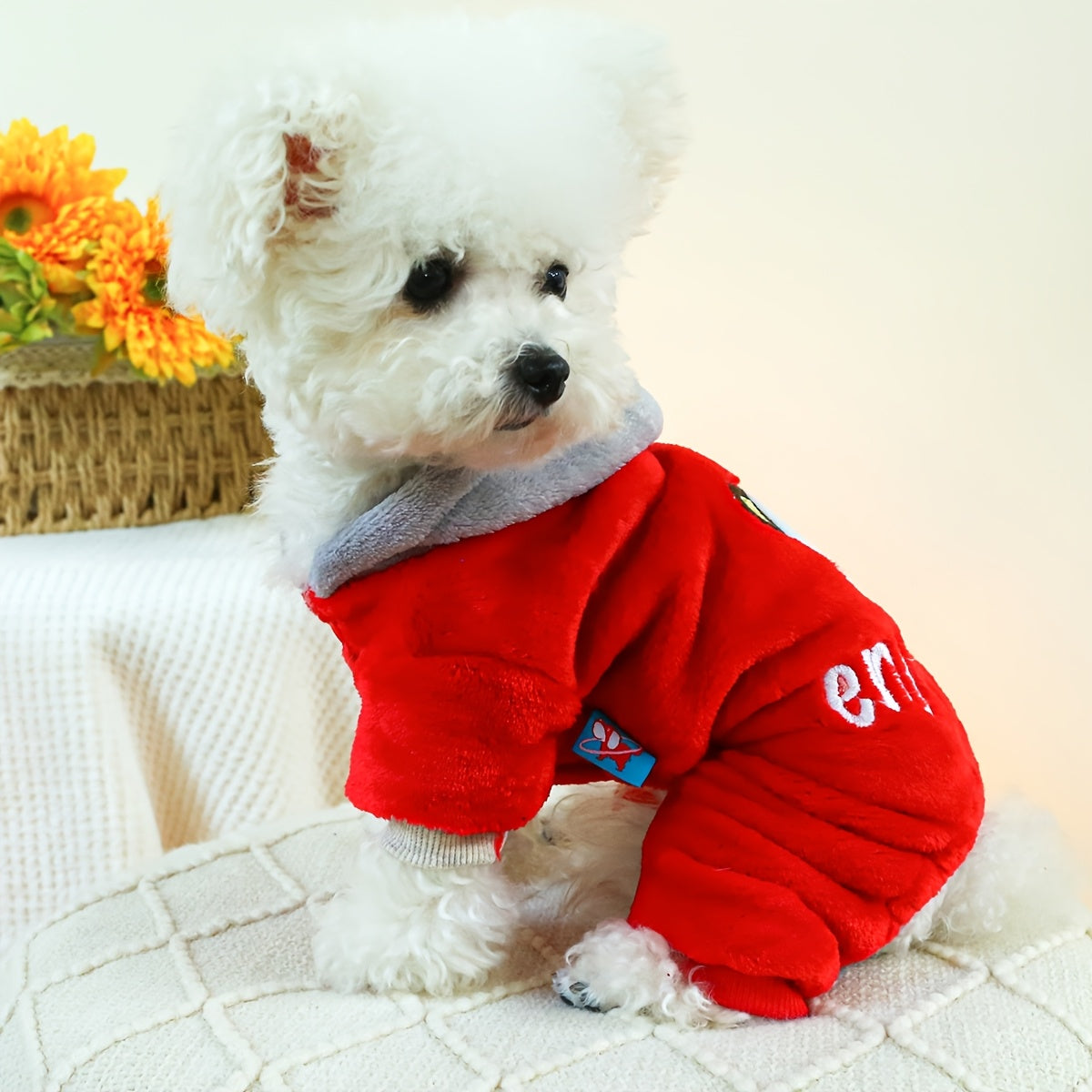 Small Breeds Warm Fleece-Lined Cuddle Comfort Dog Jumpsuit - Cozy Winter Pet Apparel with Snap Button Closure