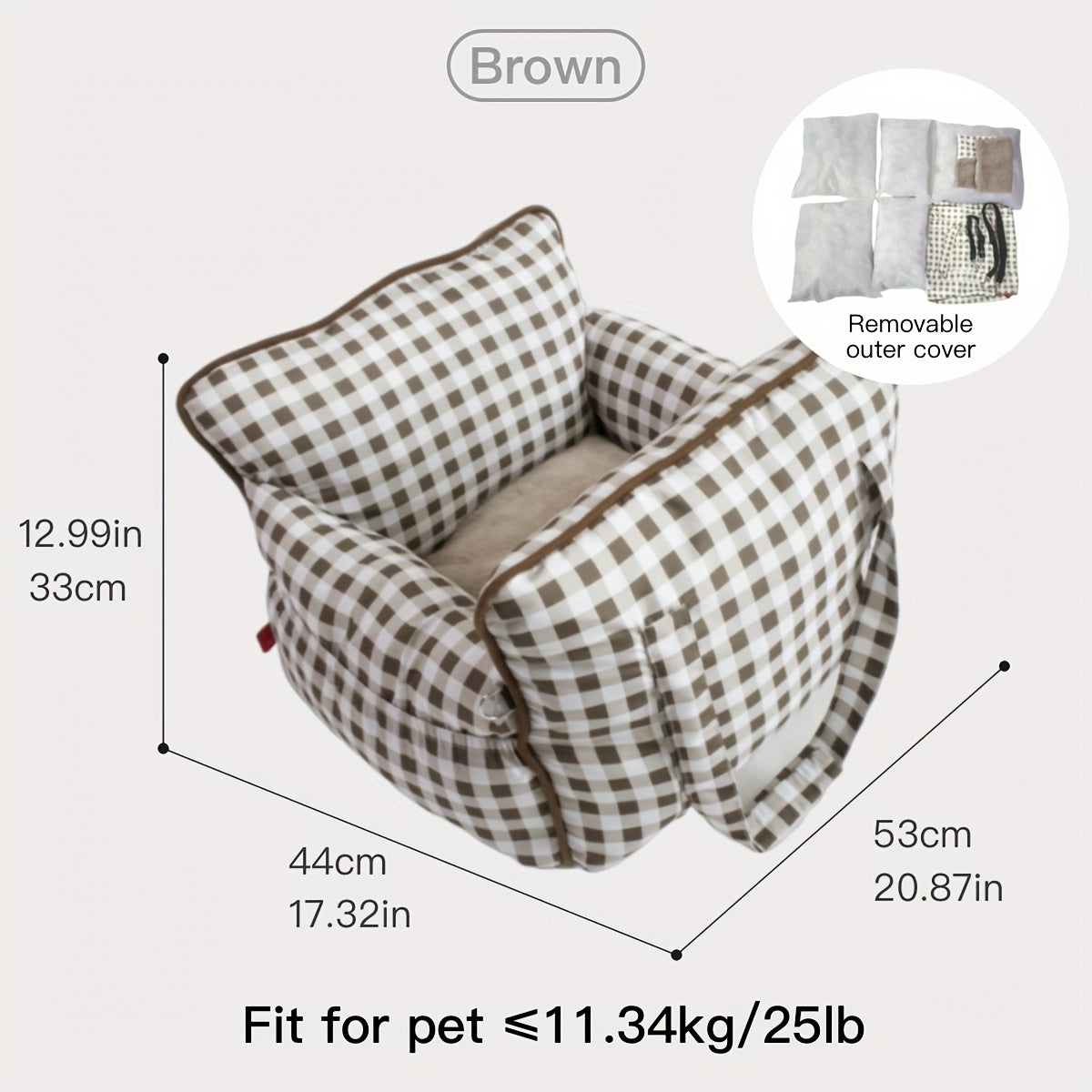 Dog Carrier Car Seat for Dogs & Cats - Portable Warm Travel Pet Bed with Safety Hook & Buckle, Handheld/Shoulder Strap, Fits Car Front/Back Seat, Suitable for Fall/Winter, Christmas Gift
