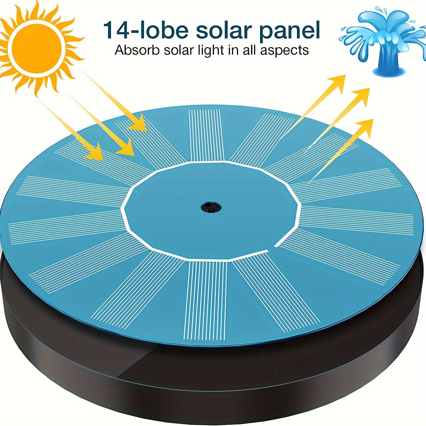 1pc Solar Fountain Pump, 1.5W Solar Bird Bath Pump With 6 Nozzles, Stand-Alone Portable Floating Solar Drinking Water Pump For Garden, Bird Bath, Pond, Swimming Pool, Outdoor & Backyard Aquarium