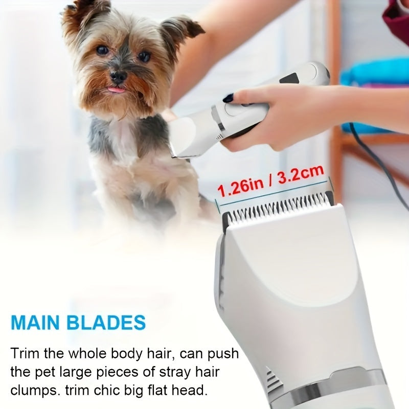 Rechargeable Pet Grooming Clipper Kit, Electric Dog Hair Trimmer with Multiple Attachments and Cleaning Brush