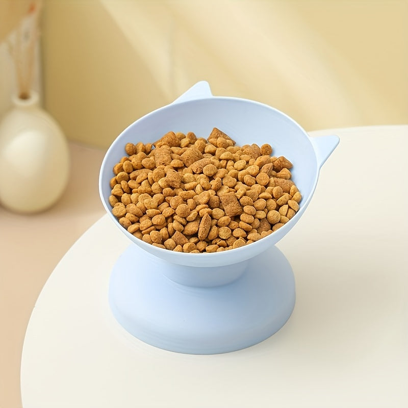 Elevated Tilted Pet Bowl, Plastic Anti-Overturning Cat Food Bowl Water Dish For Neck Protection