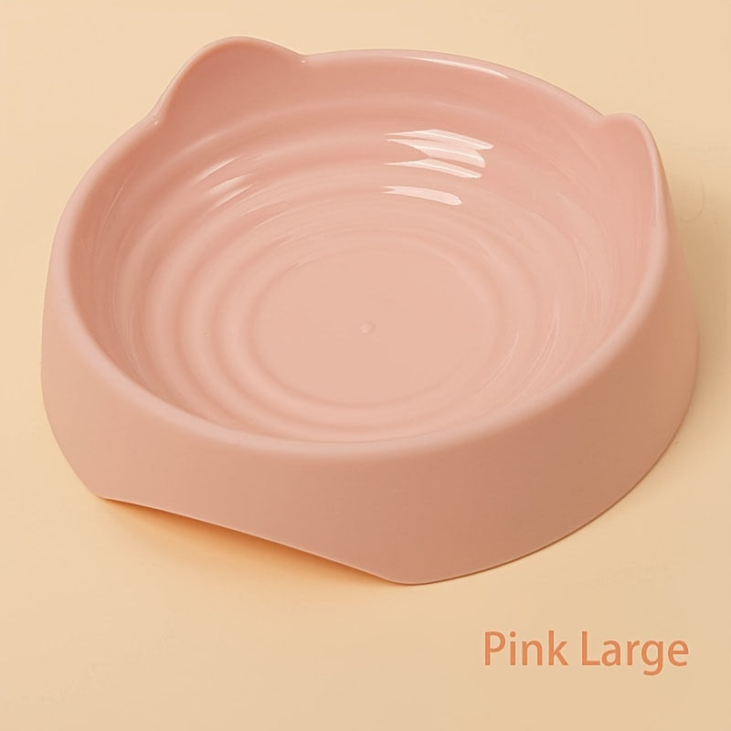 Whisker Delight Cat Bowl - Adorable Cat Ear Shaped, Durable Plastic Food and Water Bowl with Snack Basin - Essential Pet Feeding Supplies for Everyday Use