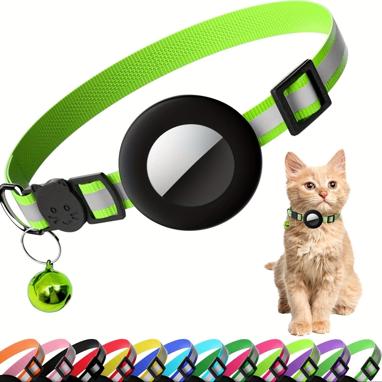Reflective Breakaway Safety Buckle Cat Collar with Bell