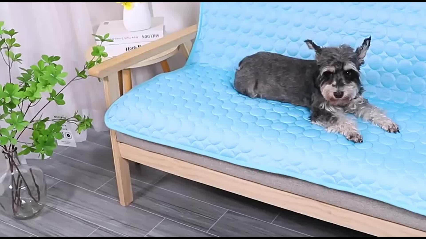 Cooling Dog Bed, Bite-Resistant Pet Mat, Breathable Ice Silk Cushion for Summer Comfort