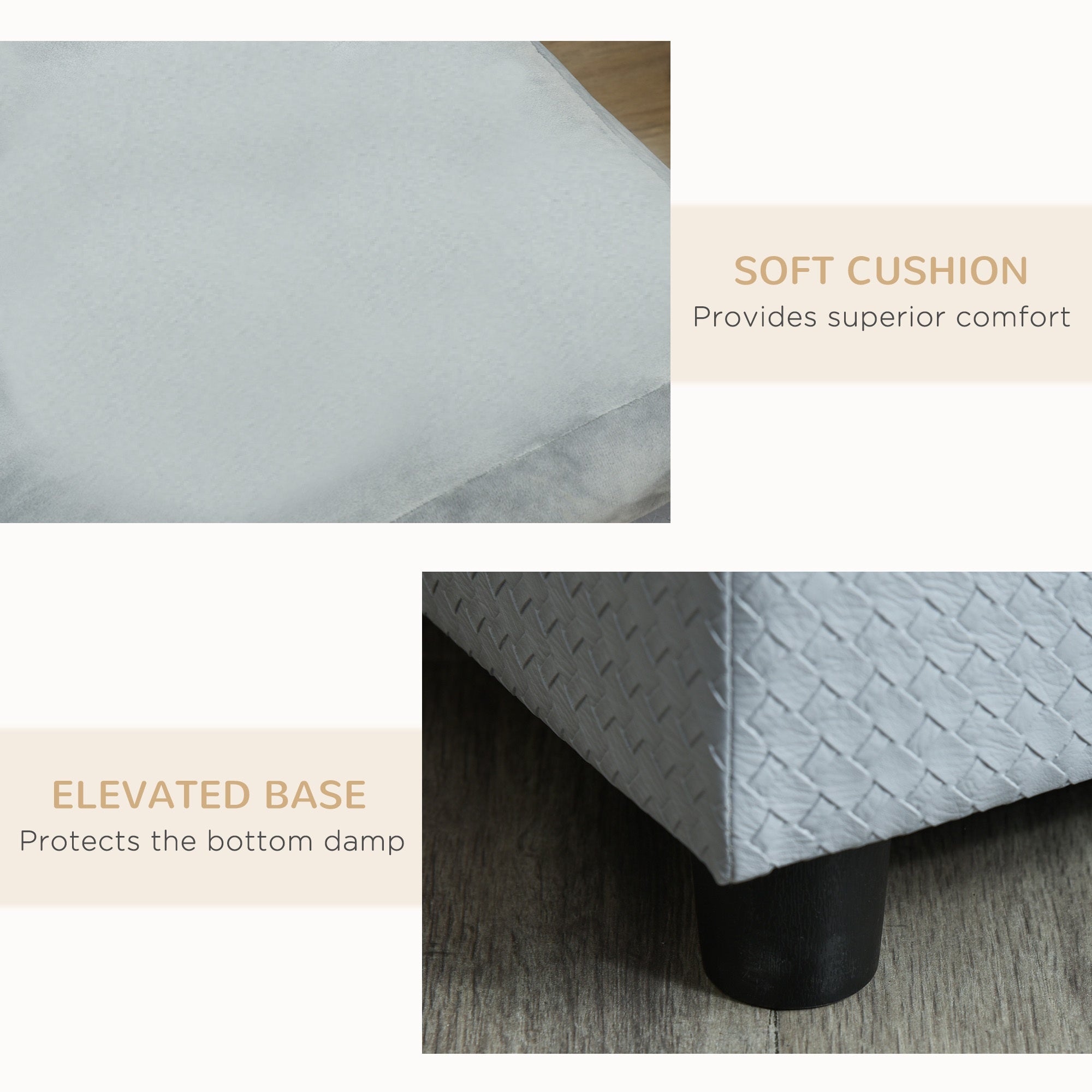 PawHut Luxury Fancy Dog Bed for Small Dogs with Hidden Storage - Soft 3" Foam, Cushy Dog Sofa Bed - Modern Pet Furniture for Puppies and Little Breeds - Gray - For Small Dog Breeds - Perfect Gift for Dog Lovers