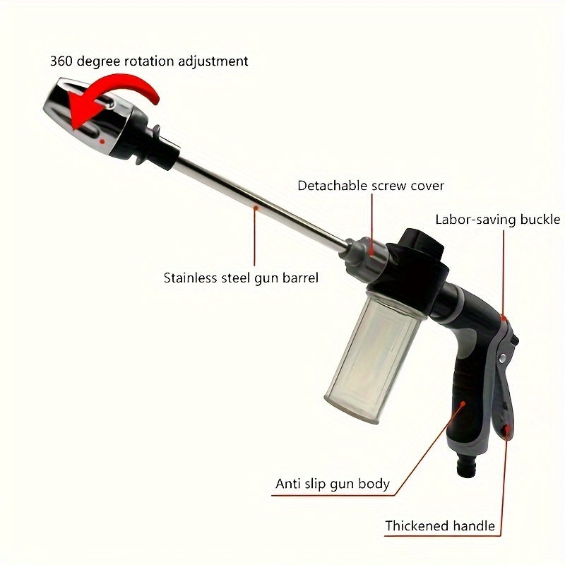 Versatile High-Pressure Car Wash Spray Gun with Quick Connect Adapters - Perfect for Pets & Outdoor Cleaning, Includes 3/4" & 1/2" Hose Nozzles