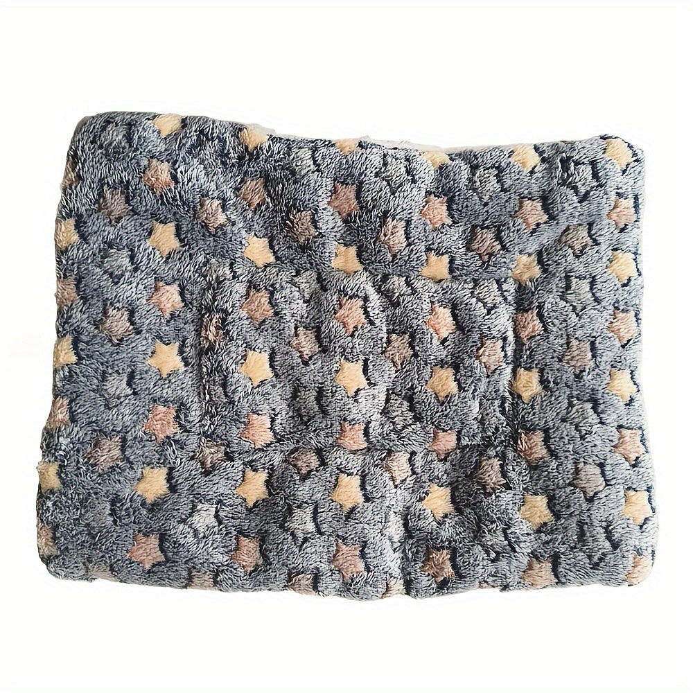Reversible Plush Pet Bed for Cats & Small to Medium Dogs - Cozy Cartoon-Themed Flannel Mat, Machine Washable, Ideal for Winter Comfort, Plush Dog Bed