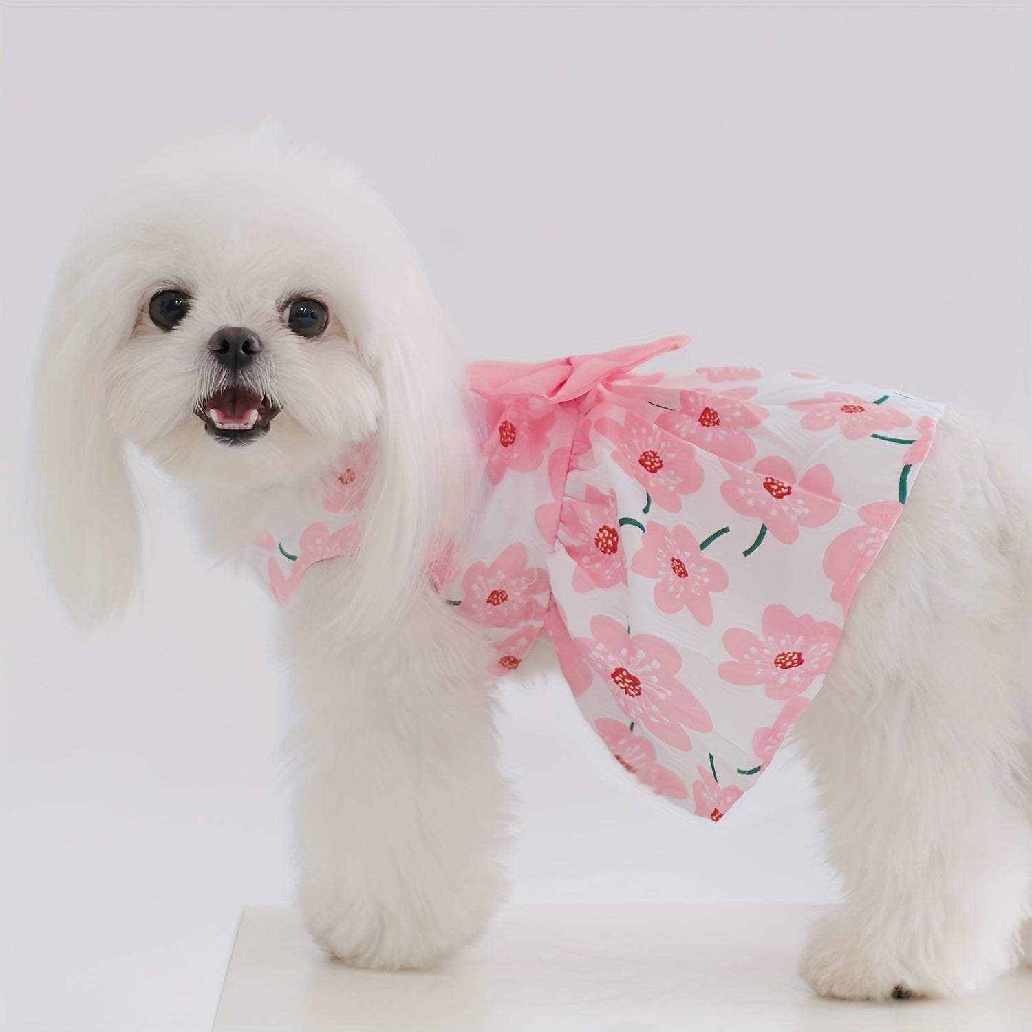 5pcs Floral Princess Dress Set for Small Dogs & Cats - Breathable Summer Pet Apparel with Bowknot, Ideal for Yorkies, Bulldogs, Bichons, Pomeranians, Chihuahuas, for Autumn, Spring