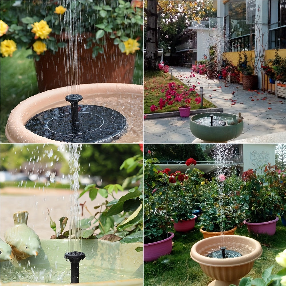 1pc Solar Powered Solar Fountain Water Pump With 6 Nozzles For Bird Bath, Pond, Garden, Backyard Decoration, Outdoor Aquarium