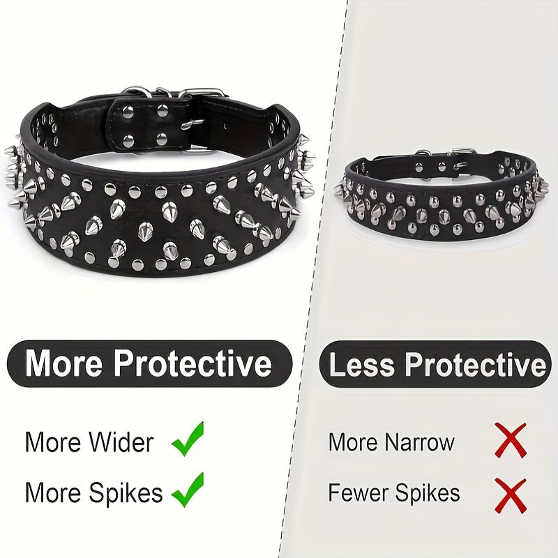 1pc Dog Collar Anti Bite Rivet Pet Collar, Adjustable Dog Collar Adjustable PU Leather Studded Pet Collar