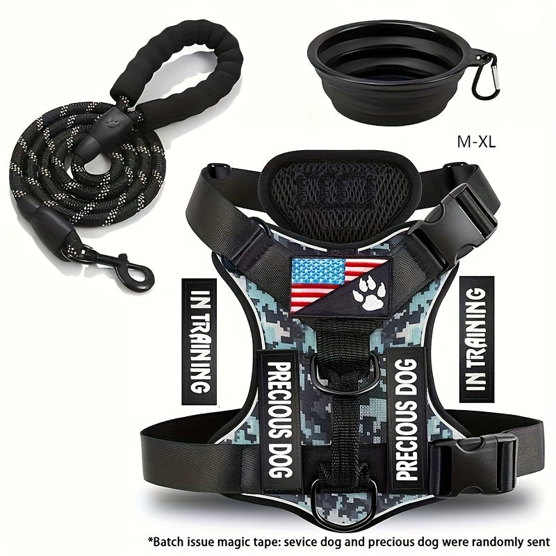 Service Dog Harness And Leash Set with 1pc Folding Bowl
