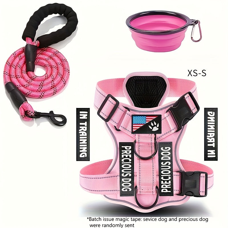 Service Dog Harness And Leash Set with 1pc Folding Bowl