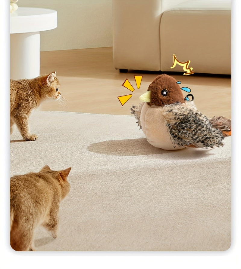 Interactive Plush Bird Cat Toy with Self-Raising Sound, Includes Pet Herb - Non-Electric Fabric Pet Toy, Simulated, TikTok