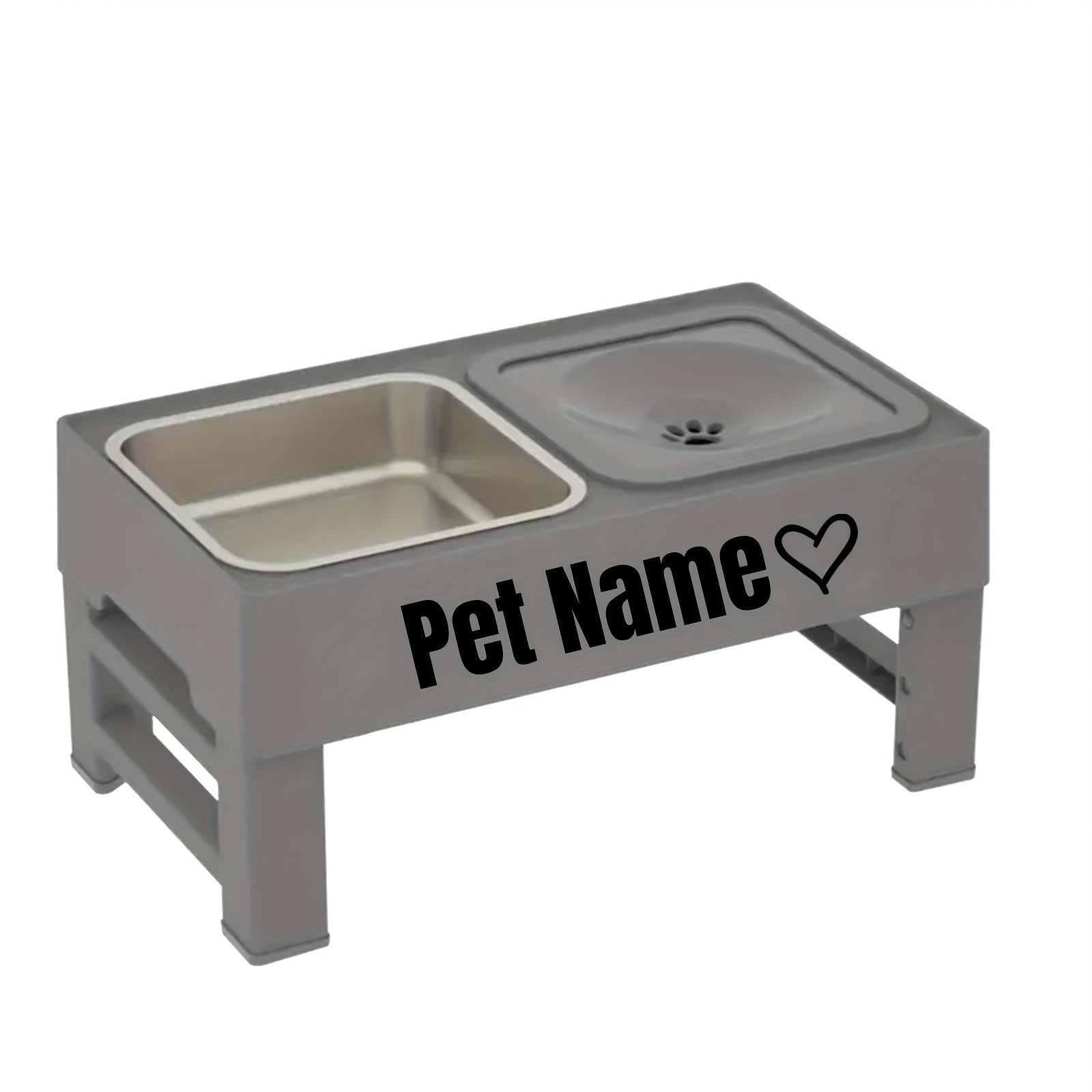 1pc Customizable 2-in-1 Adjustable Raised Dog Bowls with No Spill Design - Stainless Steel & Plastic, Ideal for Small, Medium, Large Dogs & Cats, Elevated Pet Feeding Station, Pet Feeding Station | Customizable Pet Accessorie