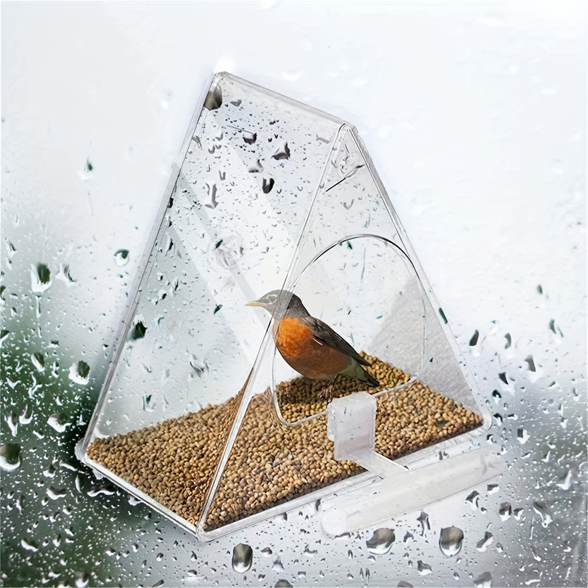 Transparent Acrylic Window Bird Feeder with Strong Suction Cup for Garden and Yard