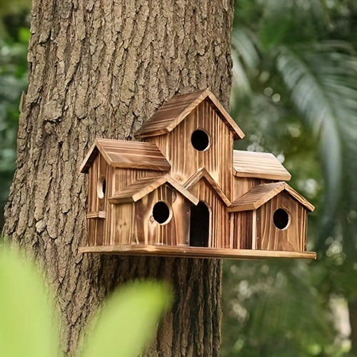 1pc Bird Houses For Outside, Wooden Bird House, Hanging Bird House, Handmade Natural Bird House, Beautiful Birdhouses, Garden Supplies