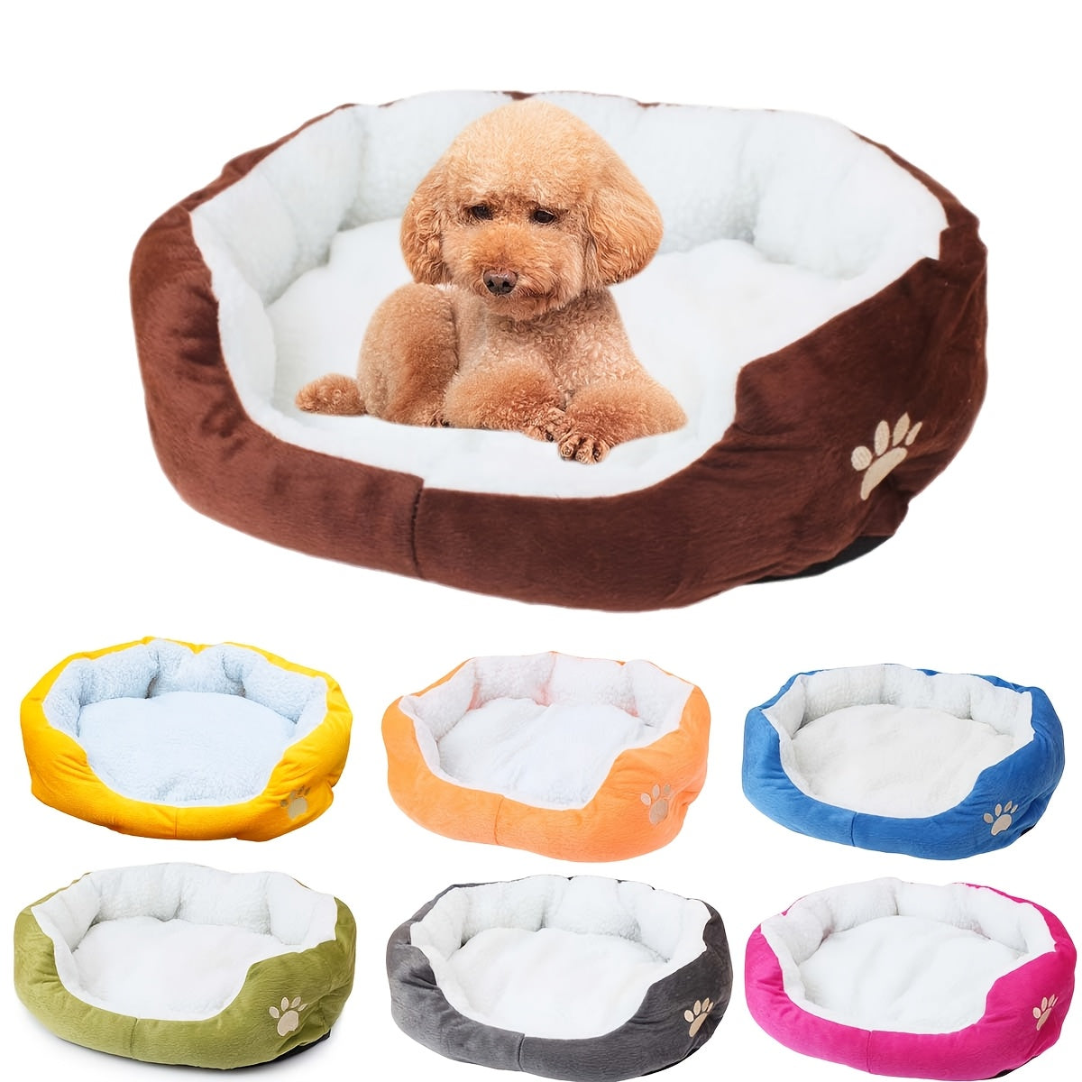 Plush Pet Bed for Cats and Dogs - Soft & Comfortable PP Cotton Filled Pet Nest, Non-Deformable and Warm, Suitable for Small to Medium Breeds, Available in Multiple Colors
