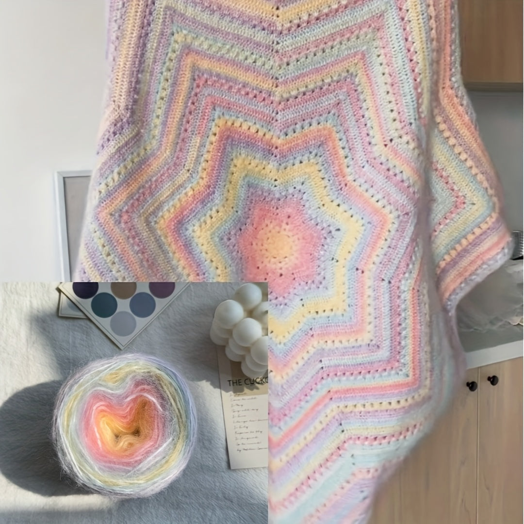 4 Pce/set, 400g Yarn, Hand-knitted Yarn, Spray Yarn, Cloud Yarn, Cake Yarn, And Rainbow Yarn, Soft And Comfortable, Suitable for Crochet, Scarves, Sweaters, Shawls, Blankets, Pet Toys, Handmade Gifts, Halloween, Christmas, An