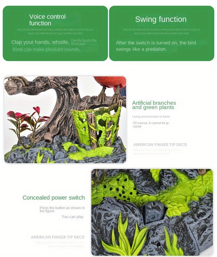 Simulation Voice-activated Bird Decoration Display Electric Induction Parrot Can Call And Move Birdcage Electronic Pet Toy