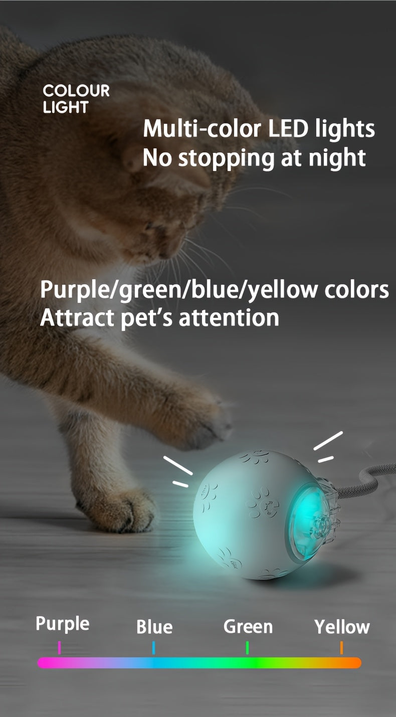 Cat Toys For Indoor Cats, Interactive Cat Toy, USB Rechargeable, Fast Rolling Dog Ball Toy On Rug, Bird Chirping & Motion Activated Cat Ball, Anti-Depression Pet Toy Fun Gift With Light