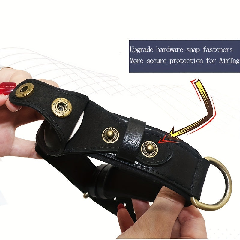 New leather airtag dog collar can be placed to locate the tracker pet collar head layer cowhide dog collar