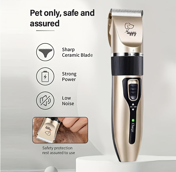 12-in-1 Premium Pet Grooming Kit - Electric Precision Trimmers with Gentle Hair Cutting Technology, Silent Clippers for Dogs & Cats, Includes Scissors, Combs, and Accessories - USB Rechargeable, Dog Grooming