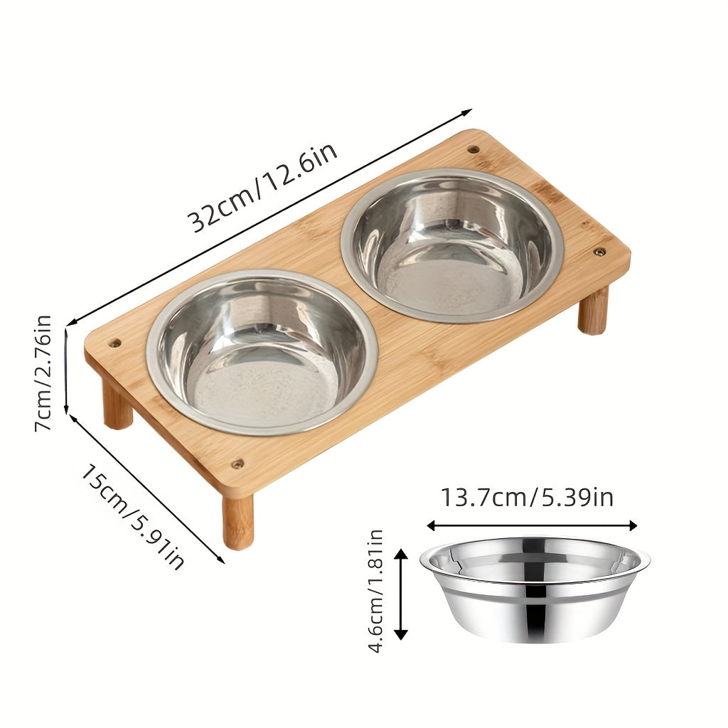 Cat High-Table Bowl, Cat Food Bowl, Cat Food Tray, Cat Food Bowl, Cat Water Bowl, Puppy Bowl, Puppy Food Tray, Puppy Water Bowl, Pet Feeding and Watering Bowl, Two Bowls, Three Bowls Design, Stainless Steel Material, Heighten
