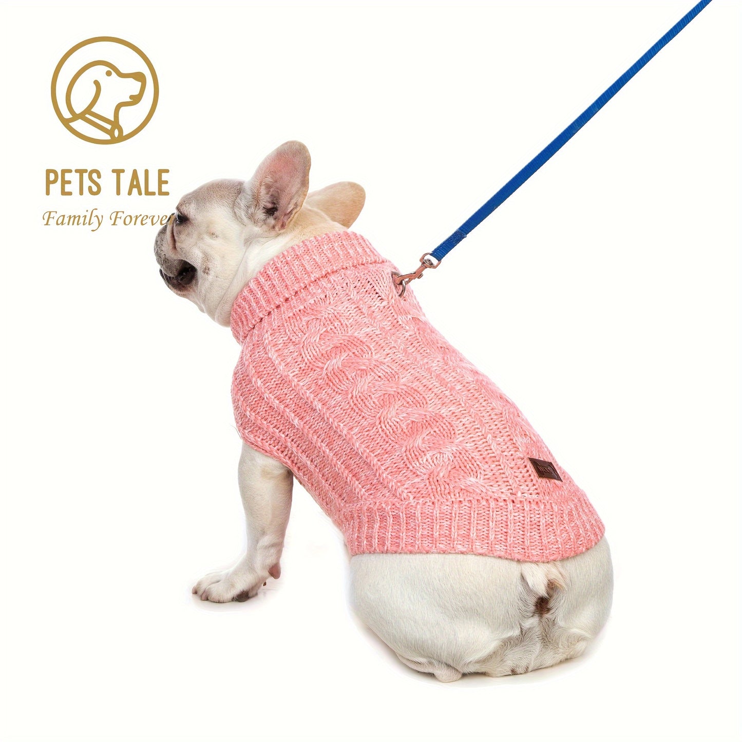 PETS TALE Dog Sweater Cable-Knit Pullover with Chain Detailing & Tag - Machine Washable Cozy Winter Sweater for Small, Medium & Large Breeds, Navy Blue, Dog Sweater for Small Dogs, Durable Petwear
