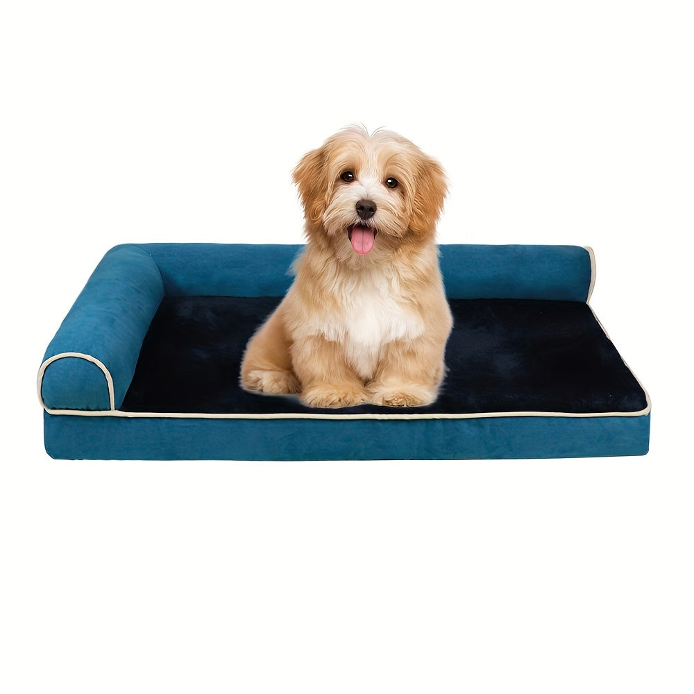 Memory Foam Orthopedic Dog Bed For Medium Dogs, Waterproof Medium Dog Beds With Washable Removable Cover, Dog Sofa Bed, L Shaped Pet Bed With Waterproof Lining And Nonskid Bottom