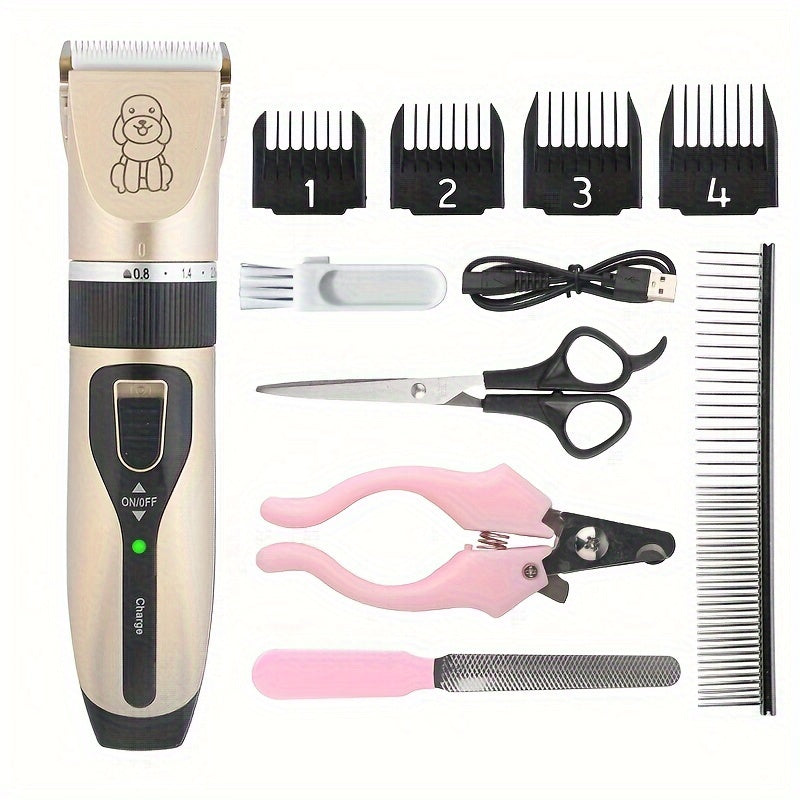 Electric Pet Grooming Scissor, Dog Grooming Scissors Electric Silent Hair Scissors Set, Dog Trimmer Dog Grooming Kit Rechargeable Cordless Pet Hair Thick Coat Dog Shaver