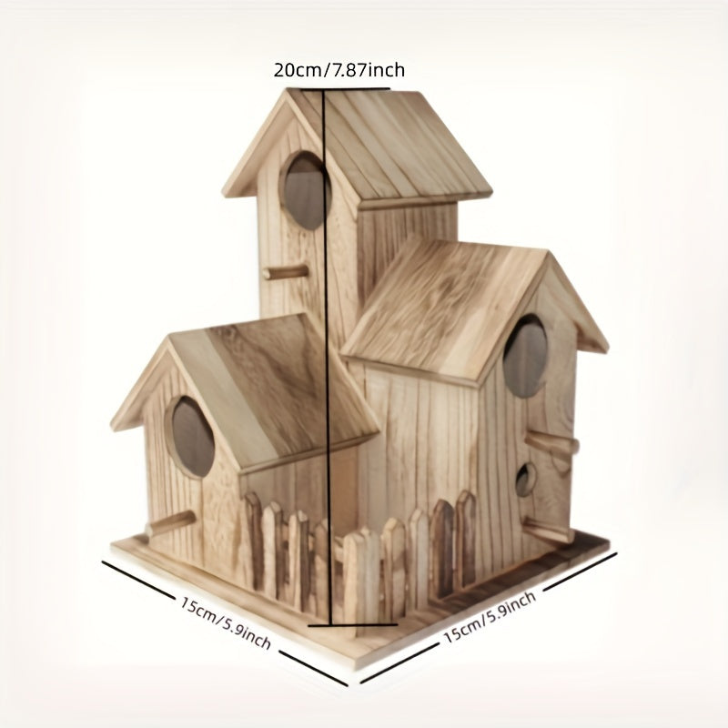 1pc Lovely Bird's Nest, Villa Style Bird House, Parrot Nest, Wooden Birdhouse