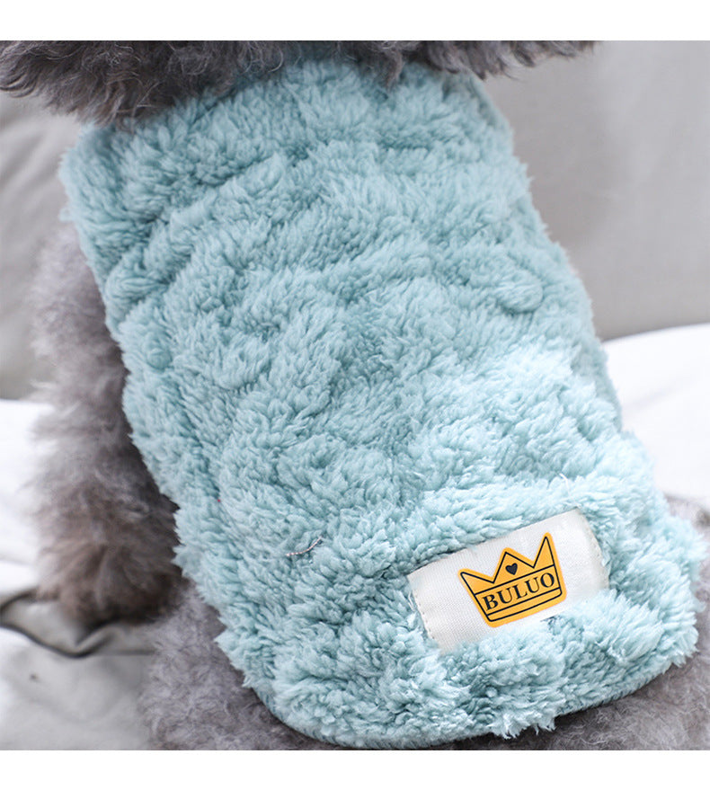 4pcs Dog Sweaters - Cute Fleece Pullover Coats with Wavy Double-Sided Design, Warm Winter Outfits for Small & Medium Dogs & Cats, Soft Polyester Pet Apparel in Light Blue, Red, Yellow, White, Dog Sweater, Pet Winter Wear, Pla