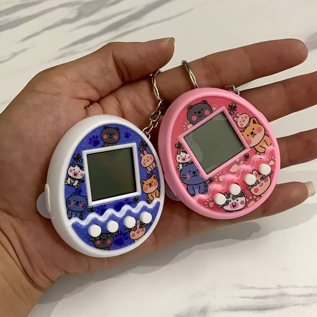 Holiday Gift Children's Electronic Pet Feeding Elf Virtual Pet Raising Mini Handheld Game Console Keychain Toy Raising Game Console