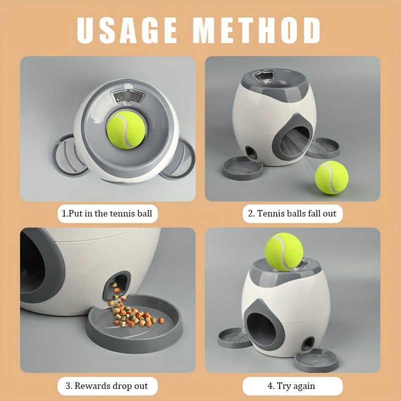 2-Ball Interactive Dog Ball Machine - Intelligent Food Dispenser, Tennis Ball Thrower, and Pet Toy for Training and Feeding - Indoor Use for Small and Large Dogs, Non-Automatic Launch, Adjustable Difficulty, Durable Construct