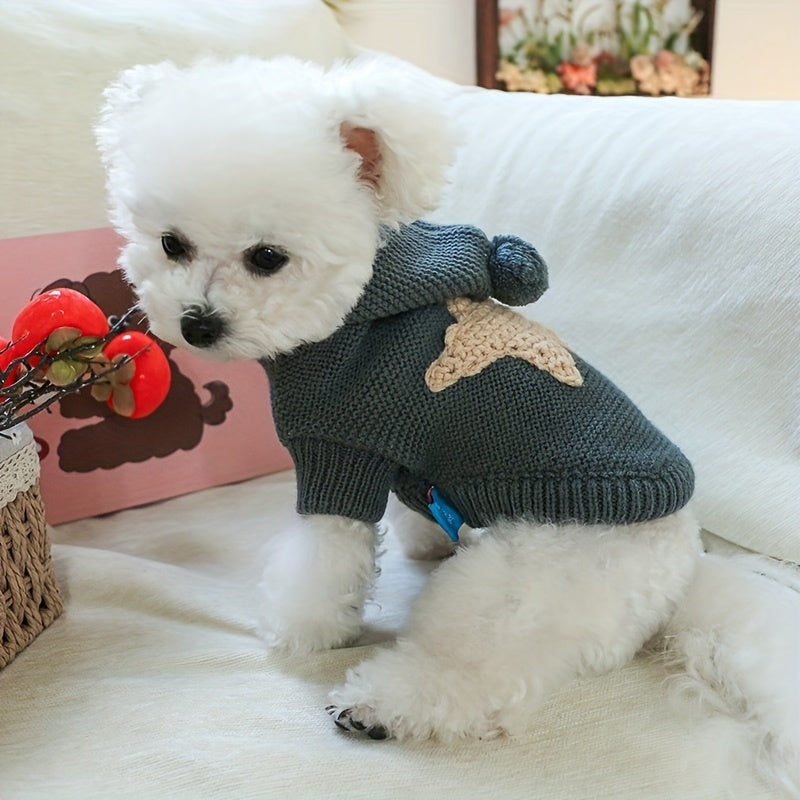 Cozy Star Pattern Sweater for Small, Medium, and Extra-Small Dogs - Knitted Acrylic Pullover Sweaters for Fall and Winter with Warm, Soft, and Breathable Fabric - Adorable Pet Apparel for Cold Weather