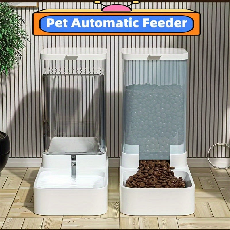 Cat Feeder And Water Dispenser with Pet Bowl, Gravity Food Feeder And Waterer Dispenser In Set for Dogs Cats Pets Animals Large Capacity(1.0gal)