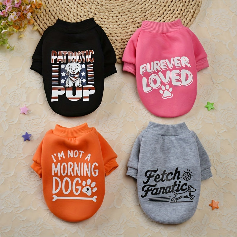 1pc Cozy Fleece Dog Sweatshirt - Patriotic & Fun Prints, Machine Washable, All-Season Pullover Pet Apparel for Small, Mini & Toy Breeds, Woven Polyester, Christmas Holiday Outfit for Yorkie, Maltese, Bichon, Pomeranian, Chihu