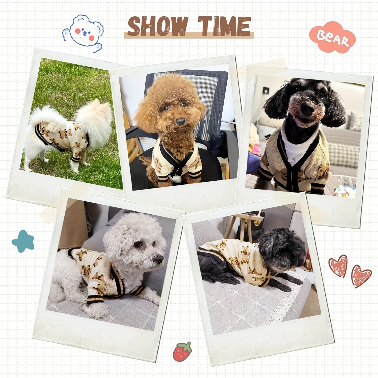 Adorable Cartoon Dog Sweaters - Soft, Warm, and Cozy Knitwear for Small Dogs, Puppy Winter Coats, Cute Bear Designs, Hand-Knitted Outfits, Pet Apparel for Cold Weather, Easy to Wear and Care
