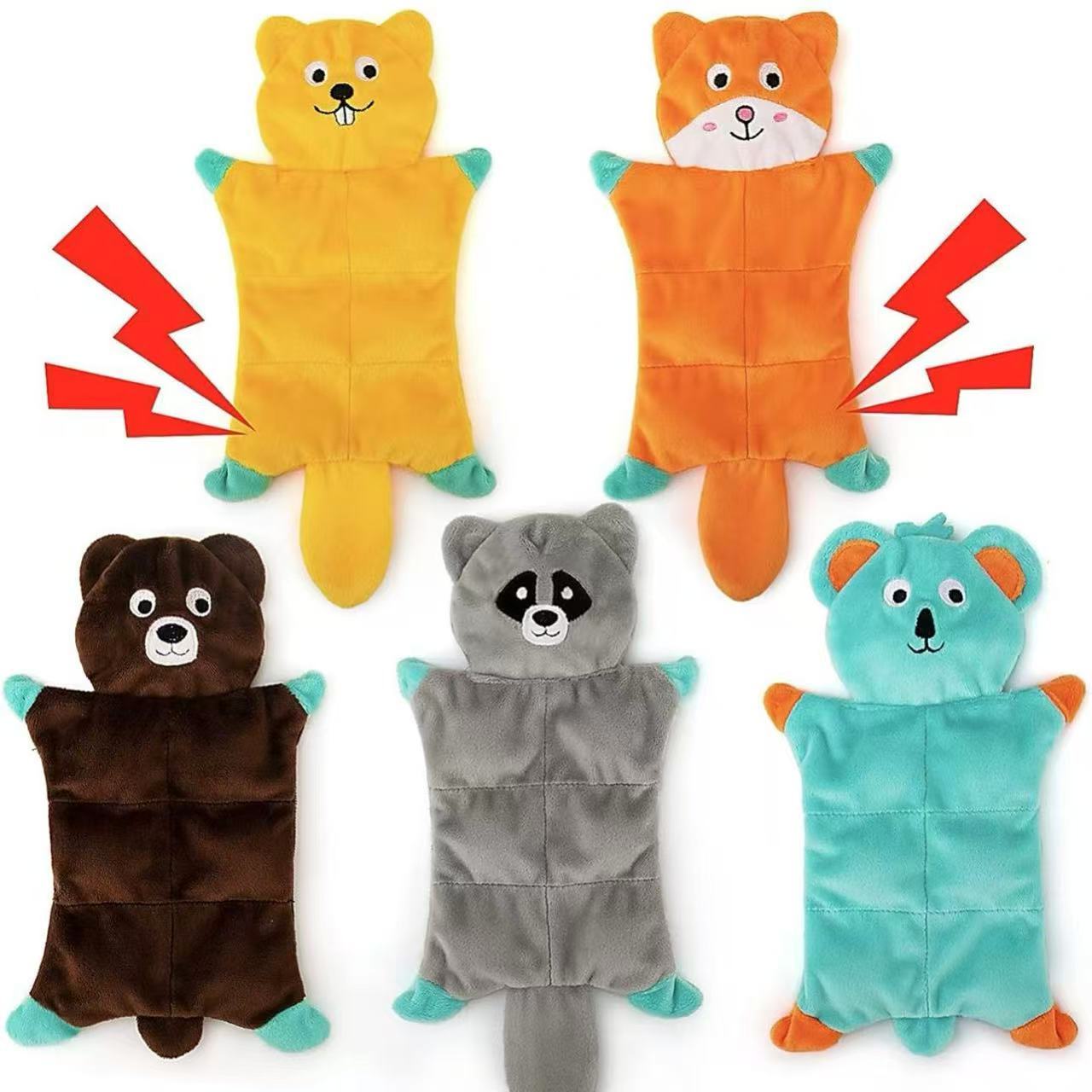 Flat No-Fill Squeaky Plush Dog Toys Dog Sound Toys Chew Toys Crinkle Dog Toys Durable Dog Chew Toys Plush Cute Animals Puppy Toys Teething Pet Toys Squeak for Small Dogs
