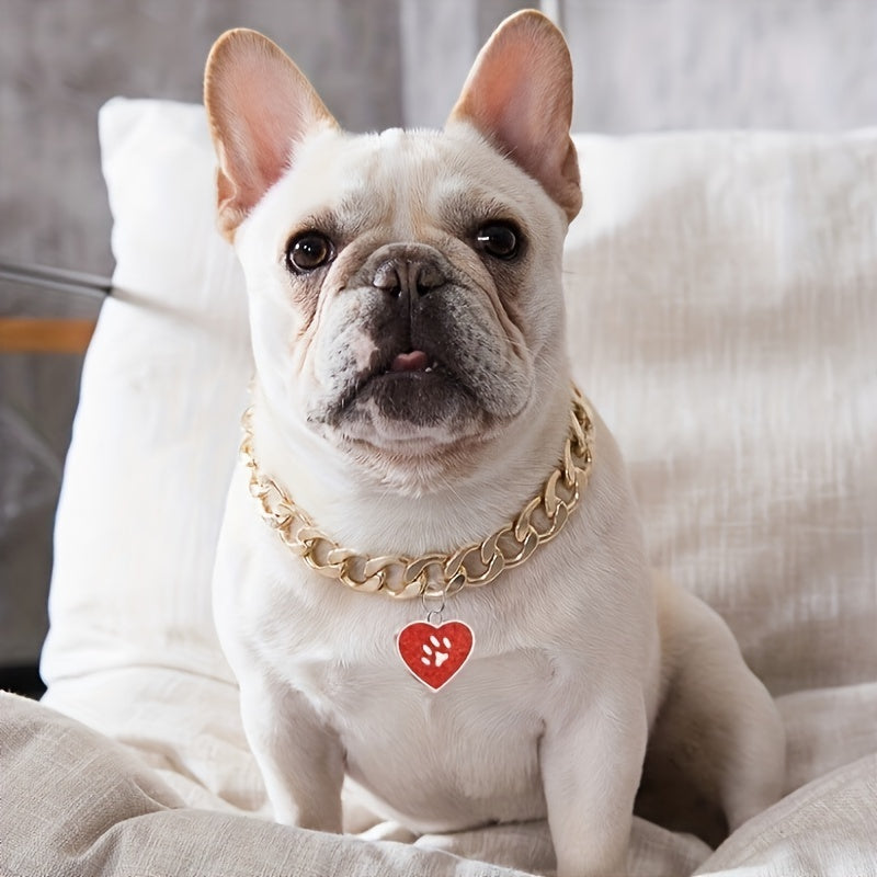 Customized Heart-shaped Paw Print Pendant - Engraved Dog Cat Tag - Personalized Pet Accessories