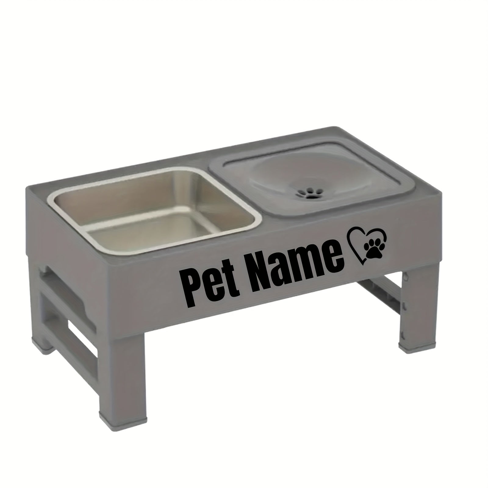 1pc Customizable 2-in-1 Adjustable Raised Dog Bowls with No Spill Design - Stainless Steel & Plastic, Ideal for Small, Medium, Large Dogs & Cats, Elevated Pet Feeding Station, Pet Feeding Station | Customizable Pet Accessorie