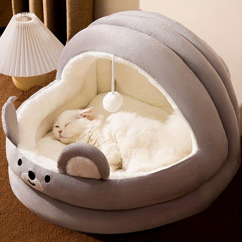Cat Bed for indoor cats - Cat Flap Bed Cat House with removable washable cushioned soft kitten bed and furnished pet bed