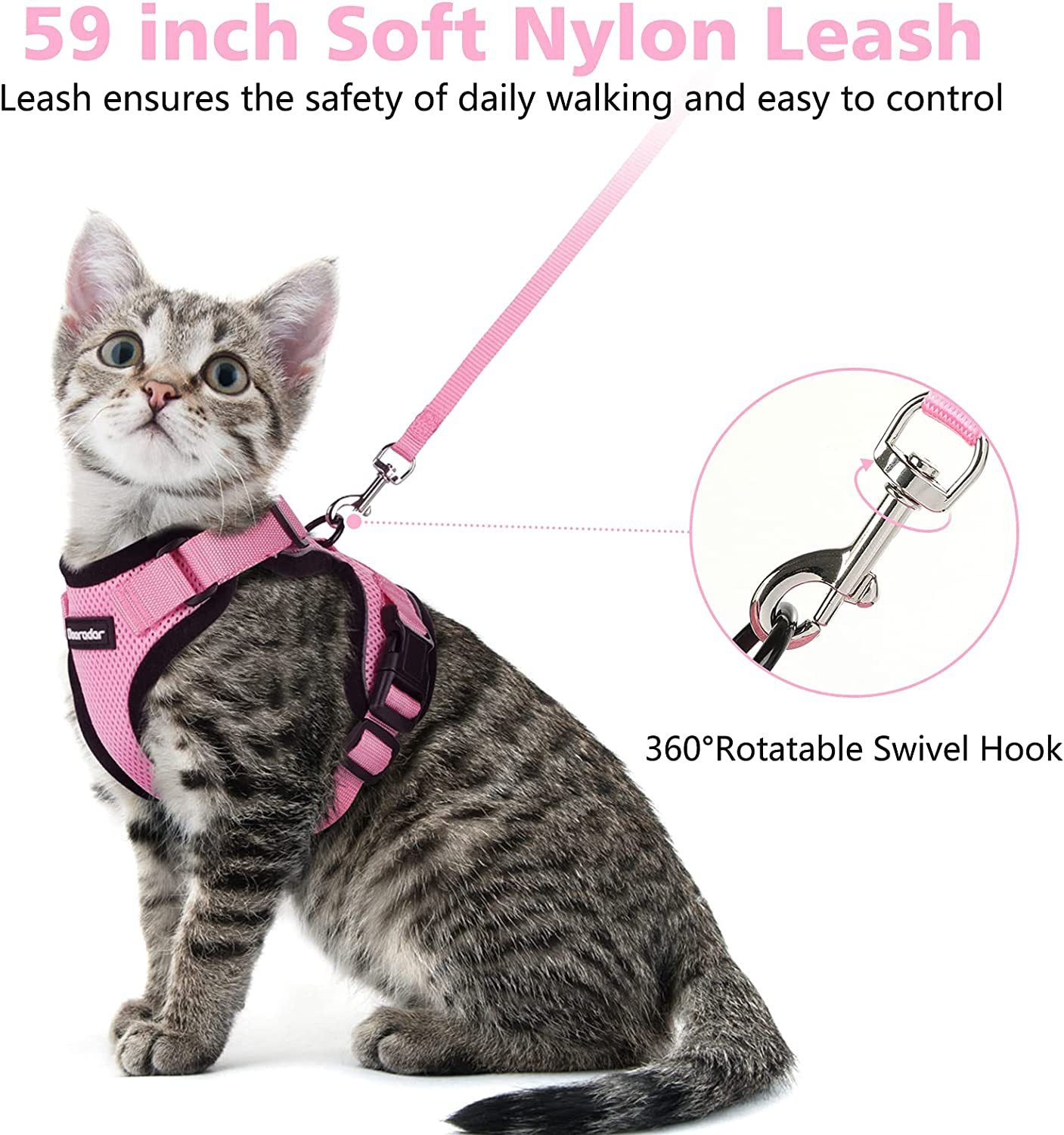Reflective Pet Harness And Leash Set For Dogs And Cats, Adjustable Puppy Cat Vest Harness With Soft Mesh