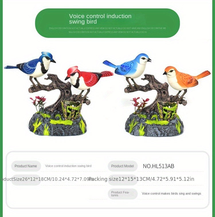 Simulation Voice-activated Bird Decoration Display Electric Induction Parrot Can Call And Move Birdcage Electronic Pet Toy