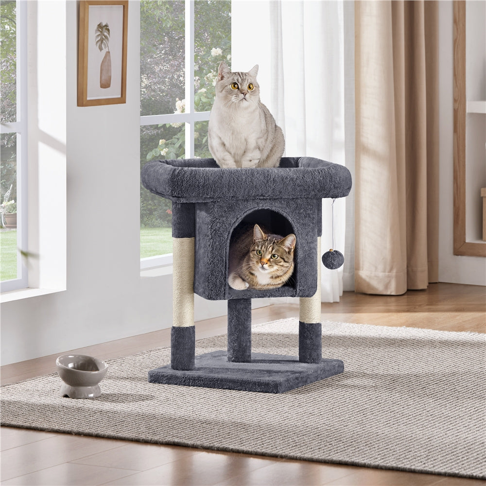 Costoffs 23.5in Cat Tree Tower, 2-Level Cat Condo with Sisal-Covered Scratching Posts, Cozy Pet Furniture, Halloween Cat Furniture for Indoor Kittens and Cats