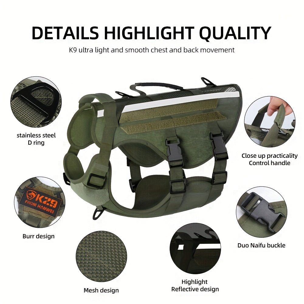 1pc Service Dog Harness, Reflective Dog Vest Harness, Adjustable Soft Oxford Pet Harness, Inner Layer Mesh, Breathable and comfortable, Easy to Control for Small Medium Large Dogs Random Buckle